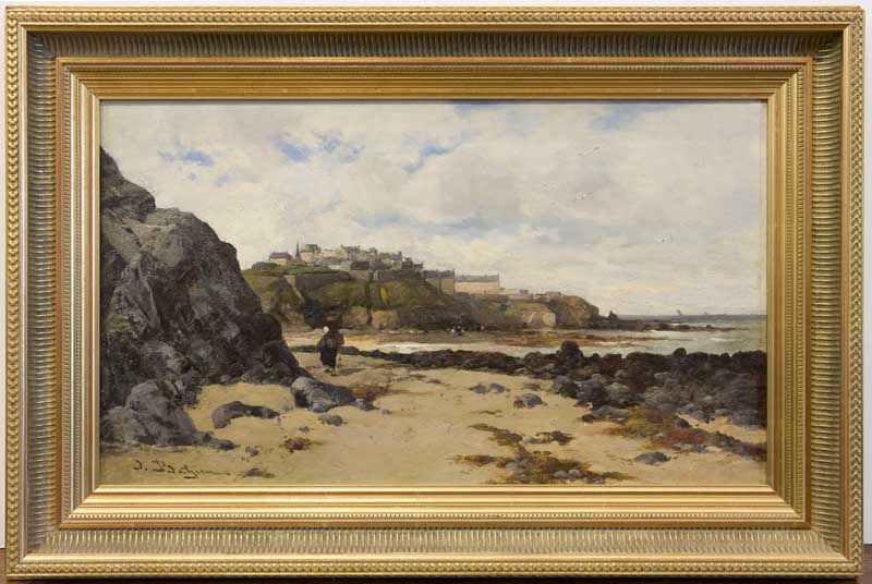 Vue de Granville [2e casino].- Tableau signé Jules Bahieu (1860-XXXX), n.d., vers 1870. Huile sur toile, 54,5 x 31,5 cm [h.c.], 62 x 39 cm (a.c.). (Musée du Vieux Granville, Granville).