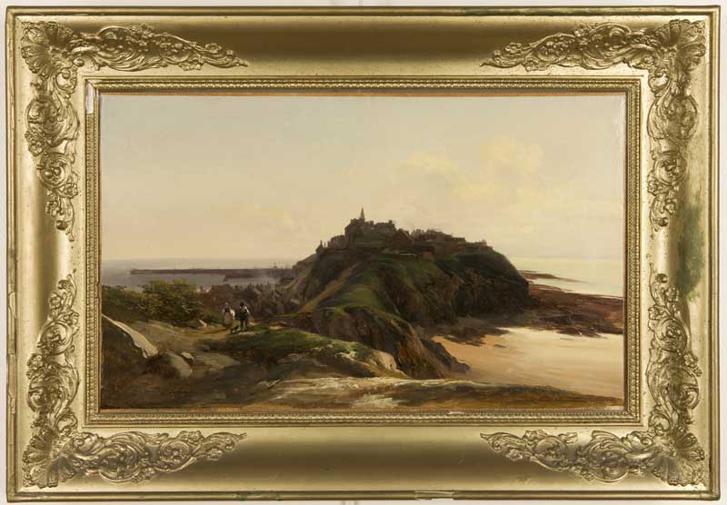 Granville, vue des falaises côté nord.- Tableau, Jules Coignet, huile sur toile, 63 x 38 cm [h.c.], 73 x 48 cm [a.c.], n.d., vers 1840. (Musée du Vieux Granville, Granville).