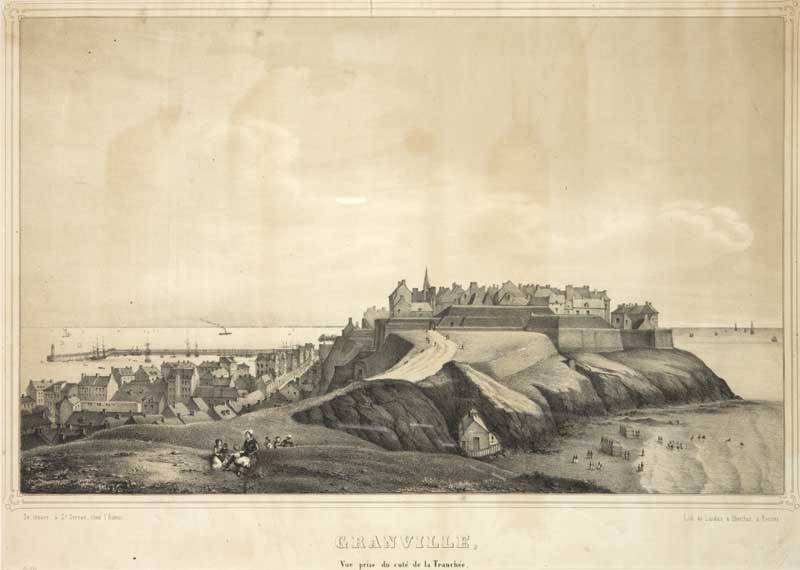 Granville. Vue prise du côté de la Tranchée.- Lithographie, Landais et Oberthur, Rennes, n.d., vers 1850. Lithographie en deux tons, [dimensions non prises]. (Musée du Vieux Granville, Granville).