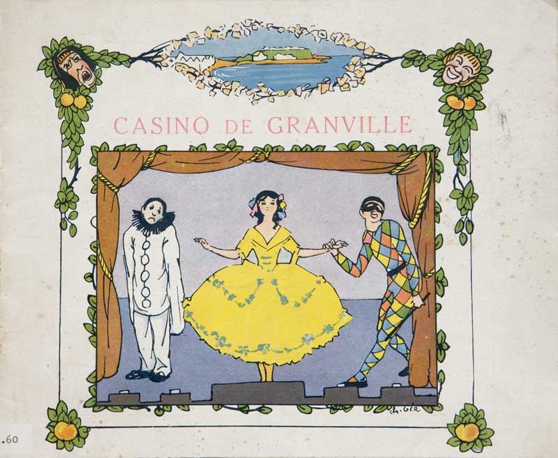 Programme du casino, saison 1913 [3e casino].- Couverture du programme, Charles Gyr, reproduction photomécanique, en couleur. (Médiathèque Charles de la Morandière, service du patrimoine, Granville. FN BR 60).