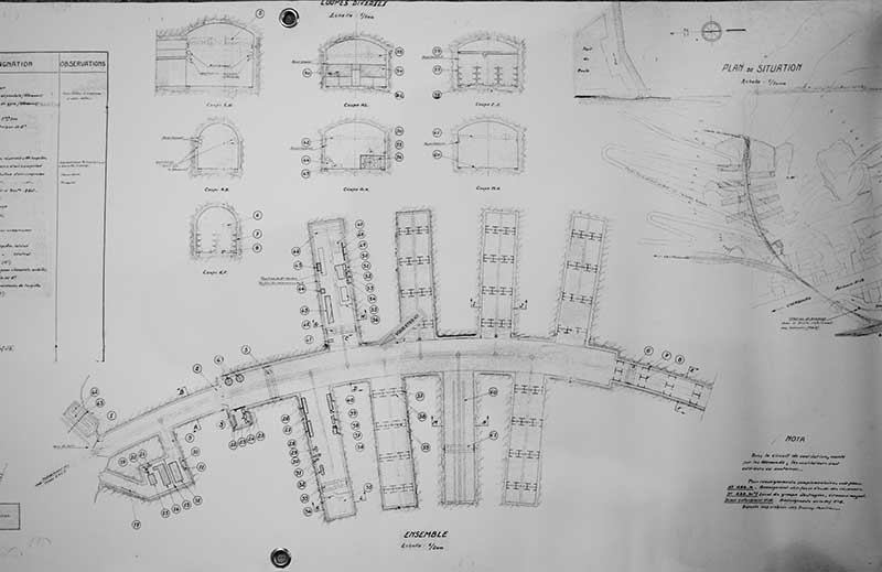 Plan d'ensemble (avant les transformations).- Dessin. (Centre de transmission de la Marine, Cherbourg).