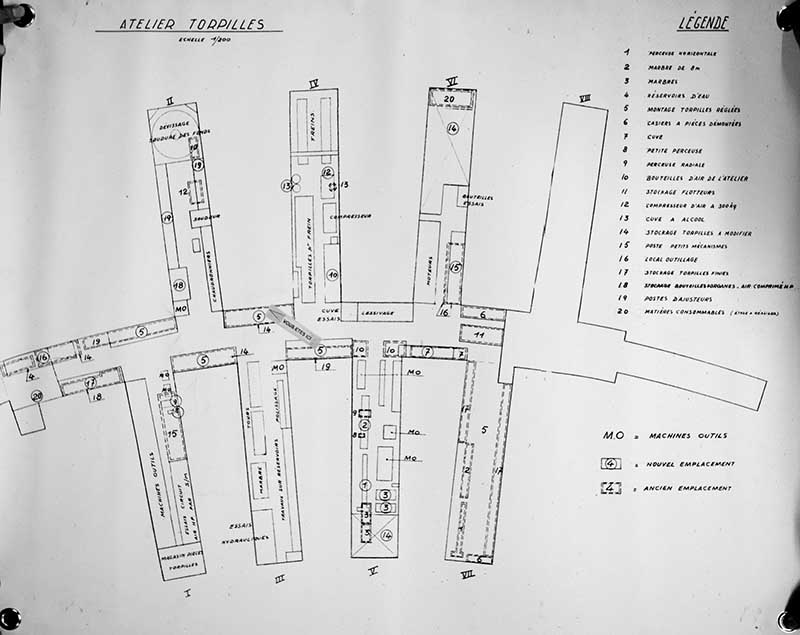Plan d'ensemble (après les transformations).- Dessin. (Centre de transmission de la Marine, Cherbourg).