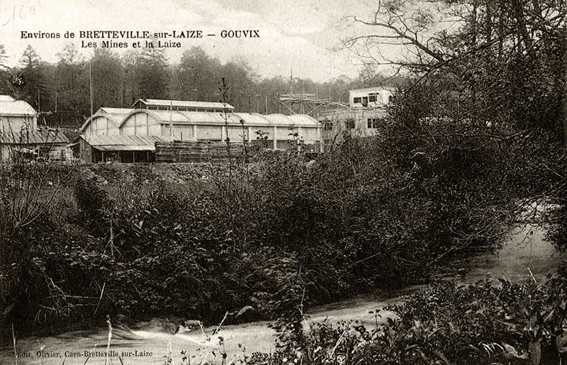 Environs de Bretteville-sur-Laize - Gouvix Les Mines et la Laize.- Carte postale, éd. Olivier, Caen - Bretteville-sur-Laize, s.d., début 20e siècle. (Collection particulière P. Coftier).