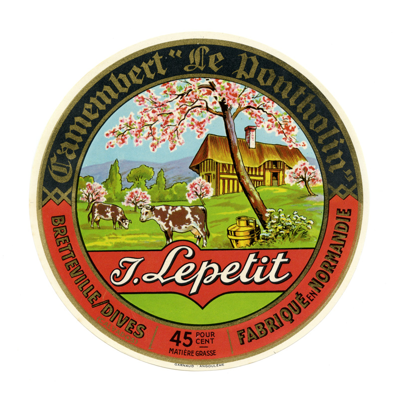 J. Lepetit - Camembert "Le Potholin" - Bretteville-sur-Dives - Fabriqué en Normandie".- Etiquette de fromage (Musée de Normandie, Caen).