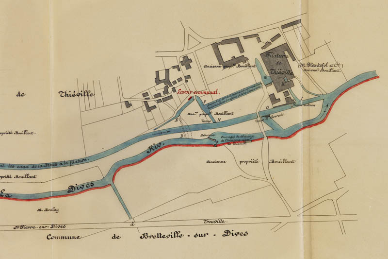 Alimentation d'un lavoir. Réclamation de M. le maire de Thiéville.- Plan, 29 septembre 1891