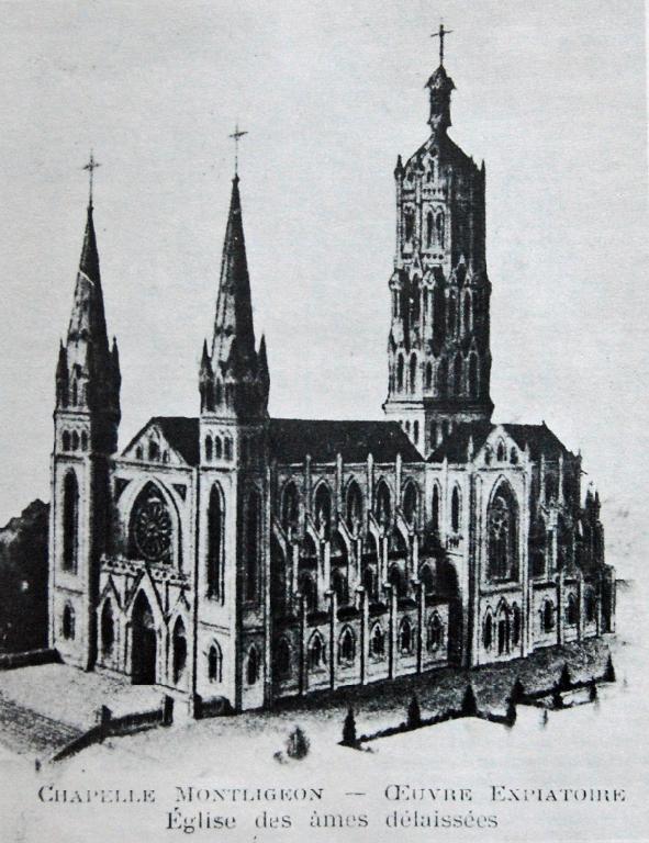 Chapelle Montligeon - Oeuvre expiatoire - Eglise des âmes délaissées [maquette de la basilique].- Carte postale, vers 1890.