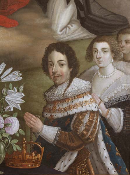 Détail : portrait des trois personnages civils.