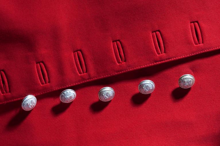 Détail d'un gilet de palefrenier des haras nationaux, réglementaire depuis le Second Empire.