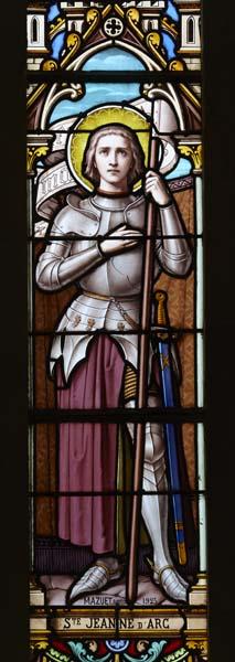 Détail : Sainte Jeanne d'Arc (lancette droite).