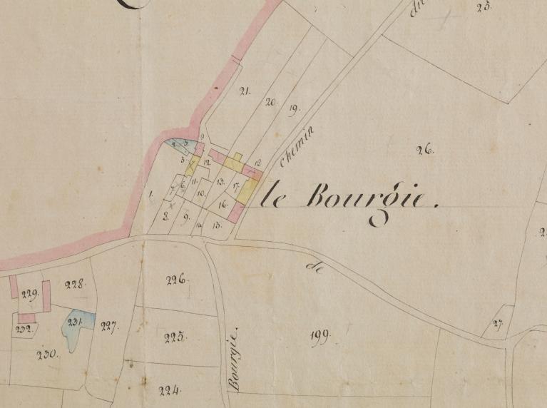 Extrait du cadastre, section A.- Plan cadastral, 1830.