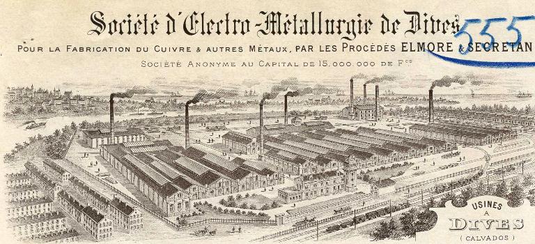 En-tête de facture de la Société d'Electro-Métallurgie de Dives.- Facture à en-tête, s.d. (Collection particulière, Pierre Coftier).