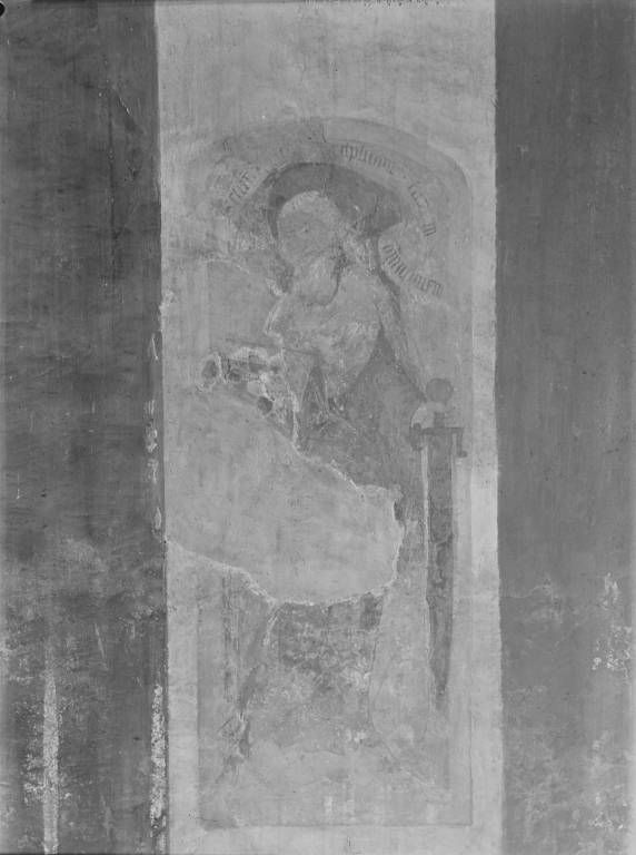 Peinture murale : saint Barthélemy (photo prise en 1969).