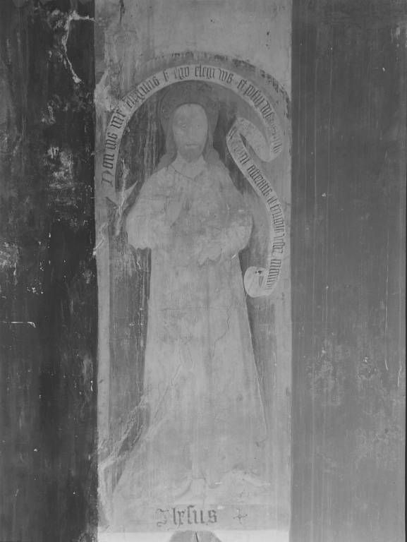 Peinture murale, nef, mur ouest. Panneau central : Jésus (photo prise en 1969).