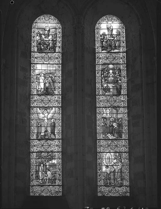 Vitrail du bras droit du transept : scènes bibliques.