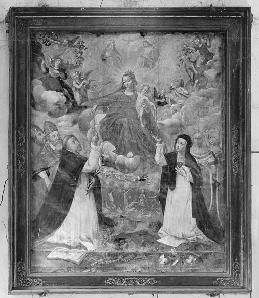 Tableau : La Donation du Rosaire à saint Dominique et à sainte Catherine de Siennne