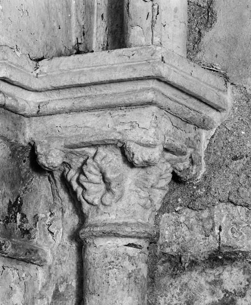 Chapiteau de la colonnette de l'angle antérieur droit sur la 1ère travée du bas-côté gauche.