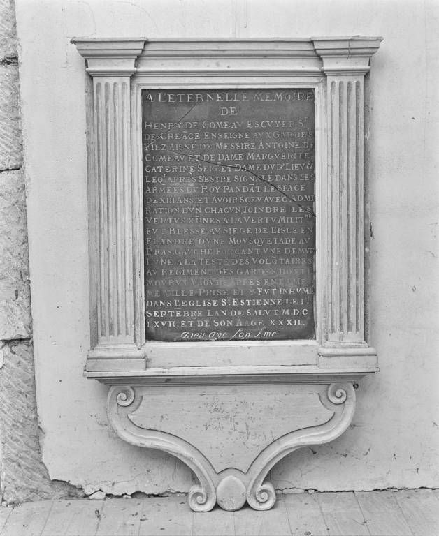 Plaque commémorative d'Henry de Comeau