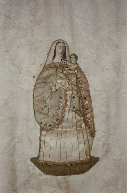 Bannière de procession : Vierge à l'Enfant, détail.