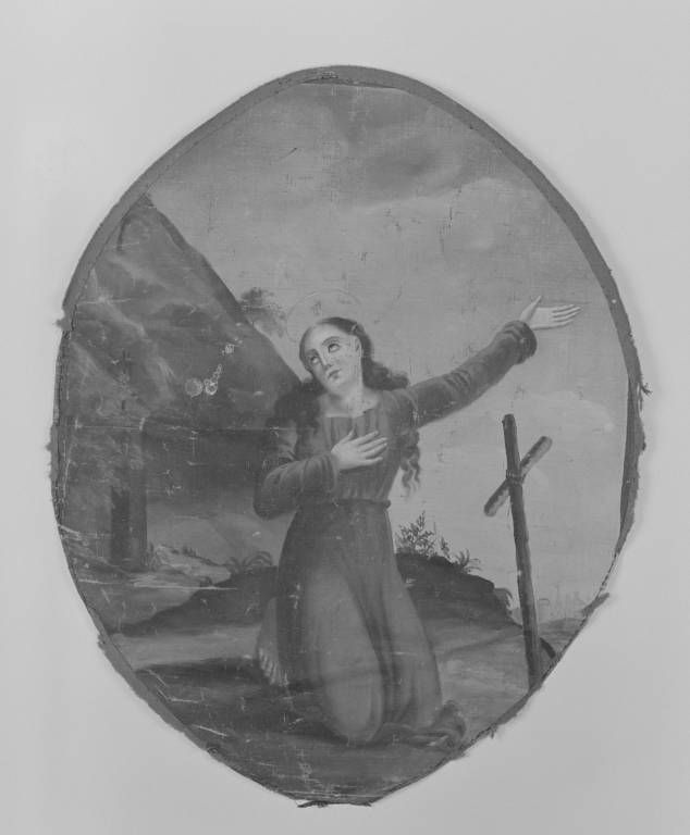 Fragment de bannière de procession : sainte Pélagie.