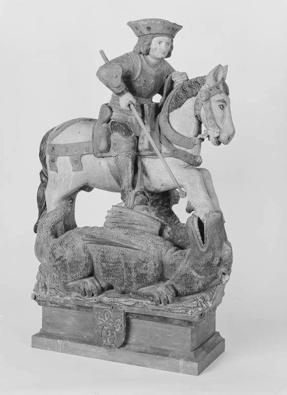 Groupe sculpté : Saint Georges terrassant le dragon