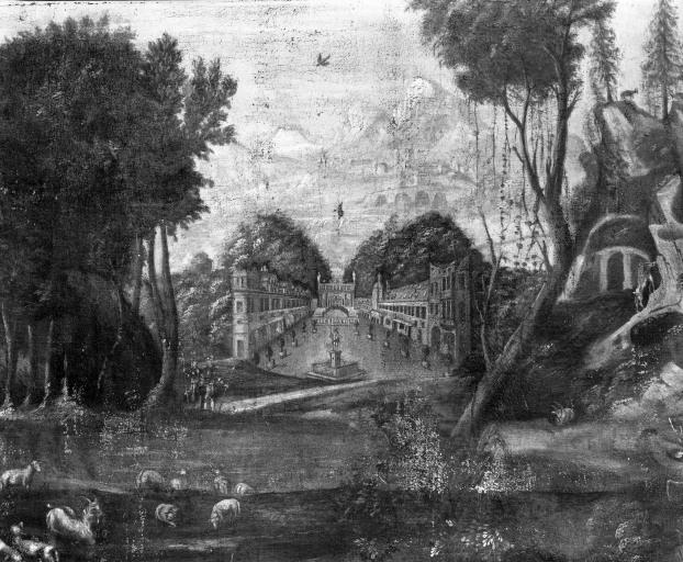 Paysage avec bergère, détail