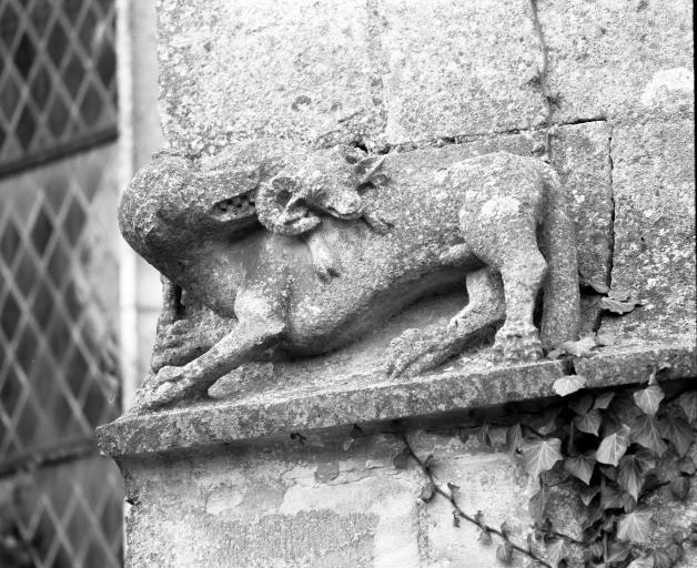 Animaux sculptés sur le larmier du contrefort gauche du choeur.