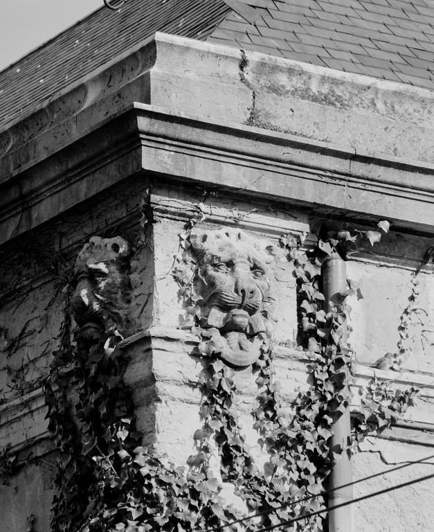 Détail de deux têtes de lions (chaîne d'angle Sud-Ouest)