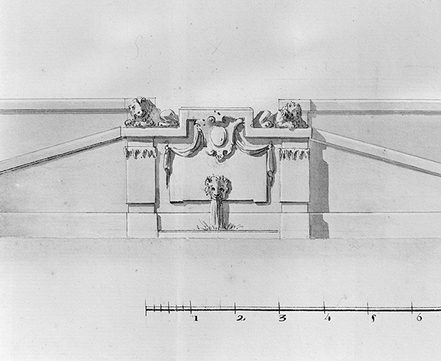 Projet non réalisé de N. Lenoir Le Romain, détail de l'escalier.