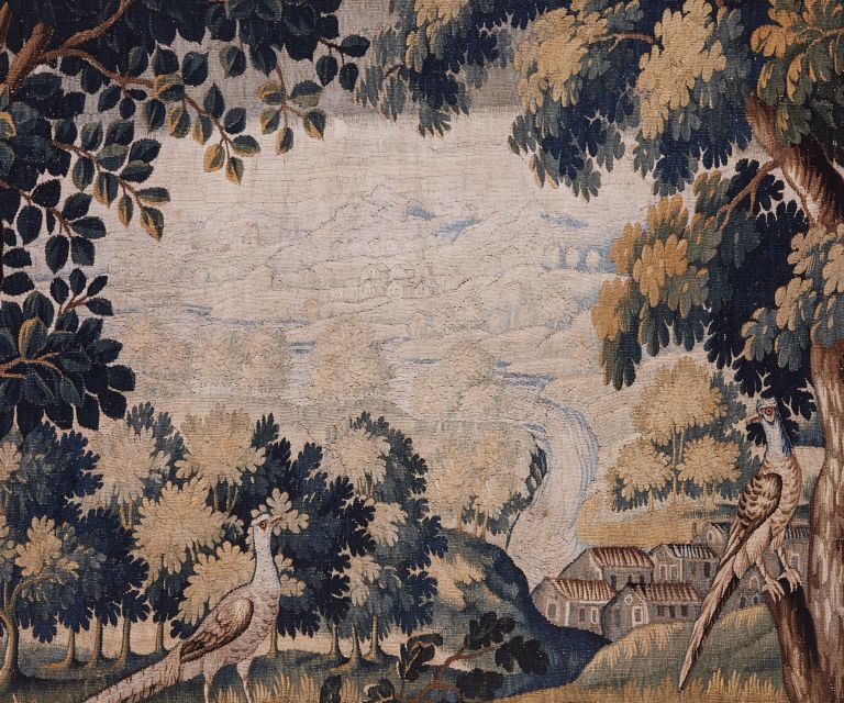 Pièce n. 1 : verdure au tronc d'arbre courbé, détail