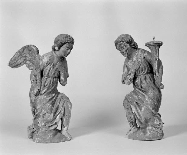 2 statues (statuette) : anges adorateurs