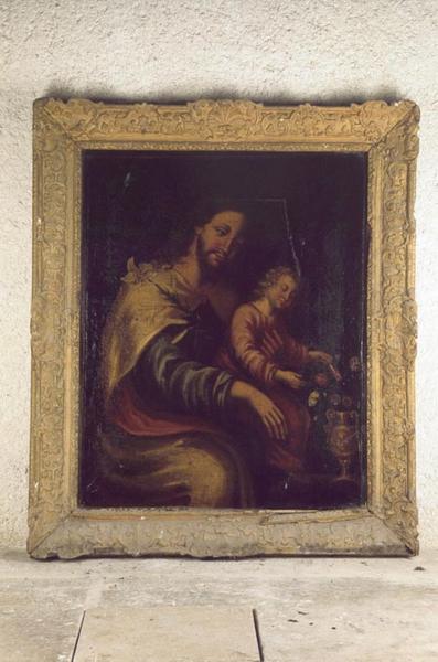 Tableau, cadre : saint Joseph et l'enfant