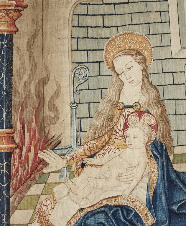 5e pièce, 1ère scène : La Sainte Famille en Egypte, détail de la Vierge et de l'Enfant