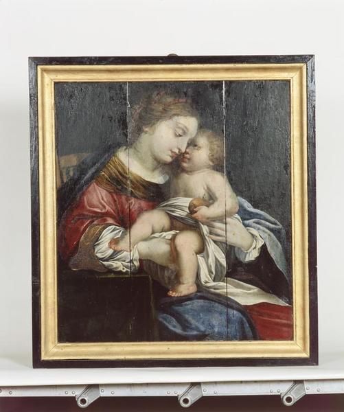 2 tableaux (en pendant) : Vierge à l'Enfant, saint Joseph et l'Enfant Jésus