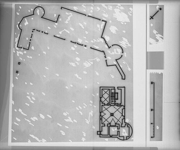 Plan du corps de logis et plan-masse des dépendances, M. Bargeot, J.-F. Collin, 1969.