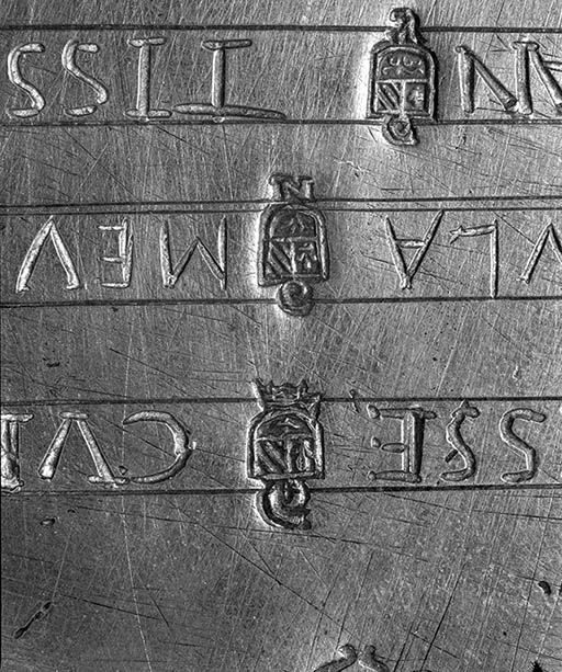 Détail : poinçons de Blaise Curdennée, Nicolas Meuderect et Jean Tisserand.