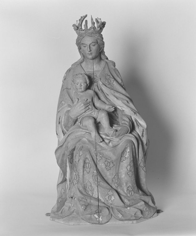 Statuette : Vierge à l'Enfant assise.