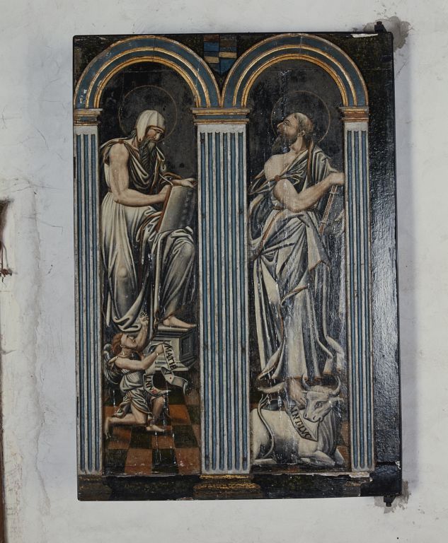 Revers du panneau gauche : saint Matthieu et saint Luc