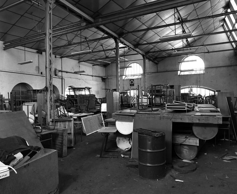 Grande fenderie et petite forge, travées sud, vue intérieure prise de l'est.