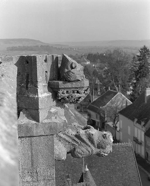 Clocher, vue rapprochée de la gargouille de l'angle postérieur gauche.