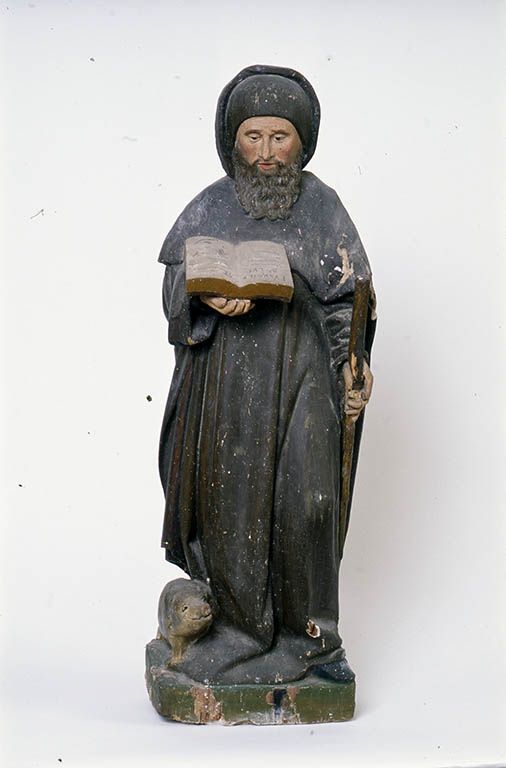 Groupe sculpté : Saint Antoine ermite