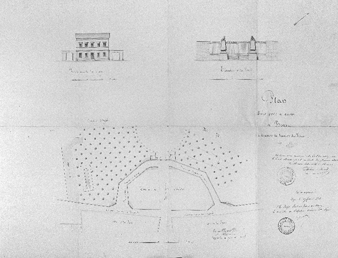 Plan d'une porte à ouvrir à Beaune à travers le bastion des lions , par Ch. Forest, 1842.