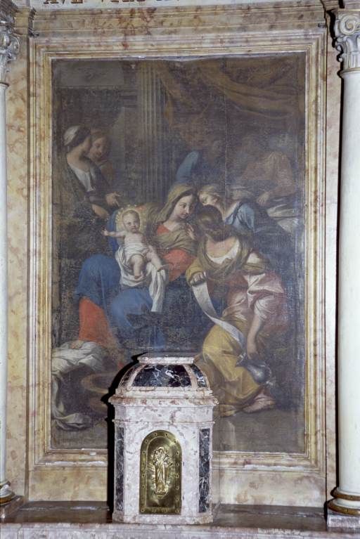 Tableau du retable : Naissance de la Vierge.