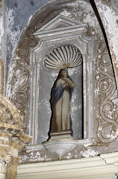 Quatre peintures en trompe-l'oeil : Vierge de douleur, saint Jean, Christ aux liens et saint Nicolas