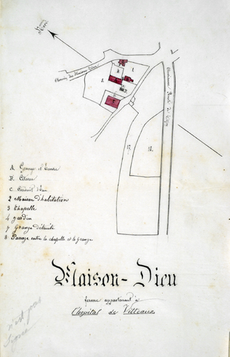 Plan extrait des archives hospitalières, 1875.