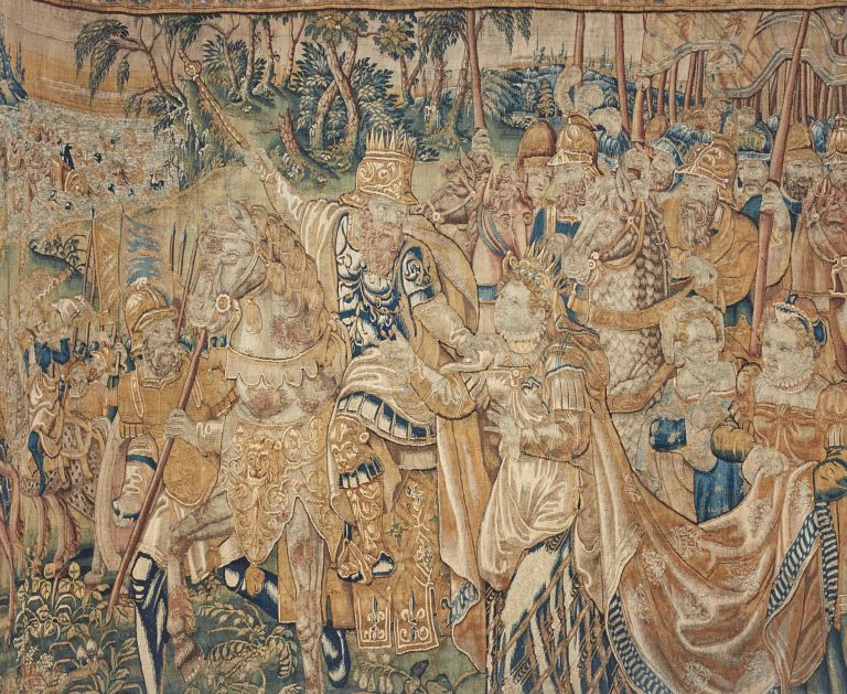 Pièce n°5, détail : Pharaon à la tête de son armée et la reine.