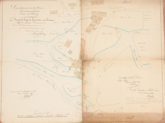 Année 1837. Plan général de situation avec tracé de la rivière.