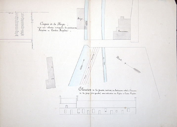 Profils en long et travers des pelles et empellements. Détail.