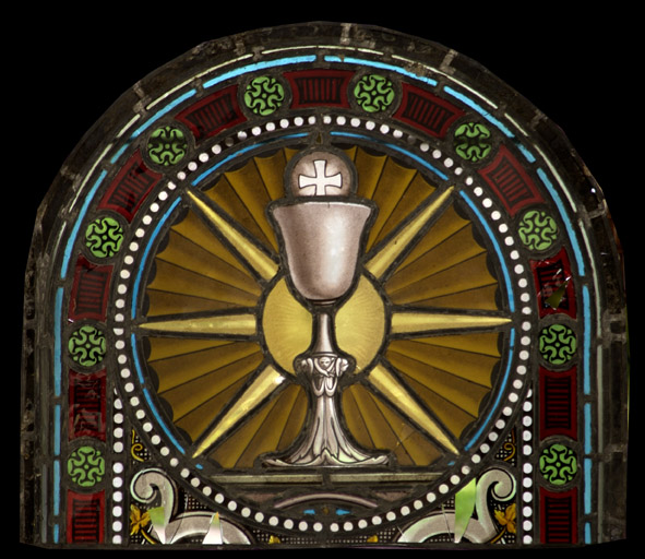 Ensemble de quatre verrières : saint sacrement ; sainte Marthe ; Notre Dame des sept douleurs ; saint Antoine de Padoue