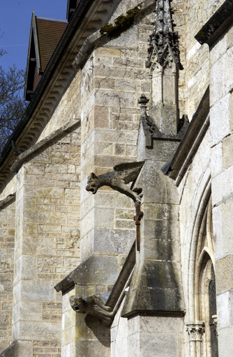 Bâtiment du réfectoire : élévation ouest, gargouilles néo-gothiques.