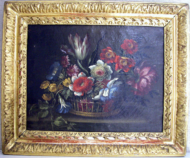 Paire de tableaux : Corbeilles de fleurs